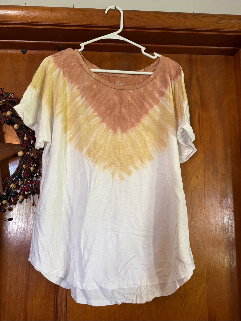 Relaxed Tie-Dye Short Sleeve Tee in Peach and Yellow
